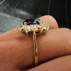 Gorgeous 10K yellow gold CZ blue simulated stone ring